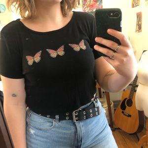 Urban outfitters cropped butterfly t-shirt